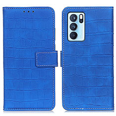 Custodia Portafoglio In Pelle Cover con Supporto K07Z per Oppo Reno6 Pro 5G India Blu