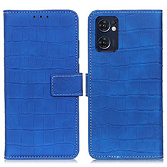 Custodia Portafoglio In Pelle Cover con Supporto K07Z per Oppo Reno7 5G Blu