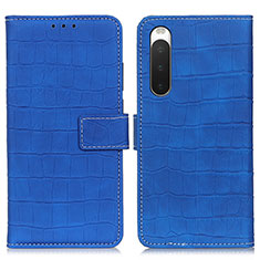 Custodia Portafoglio In Pelle Cover con Supporto K07Z per Sony Xperia 10 IV Blu