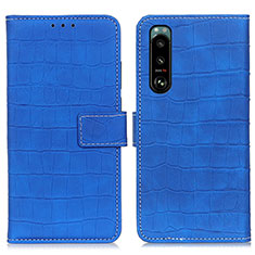 Custodia Portafoglio In Pelle Cover con Supporto K07Z per Sony Xperia 5 III Blu
