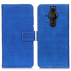 Custodia Portafoglio In Pelle Cover con Supporto K07Z per Sony Xperia PRO-I Blu