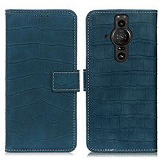 Custodia Portafoglio In Pelle Cover con Supporto K07Z per Sony Xperia PRO-I Verde