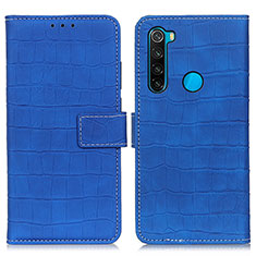 Custodia Portafoglio In Pelle Cover con Supporto K07Z per Xiaomi Redmi Note 8 (2021) Blu