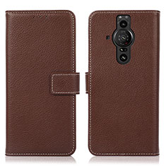 Custodia Portafoglio In Pelle Cover con Supporto K08Z per Sony Xperia PRO-I Marrone