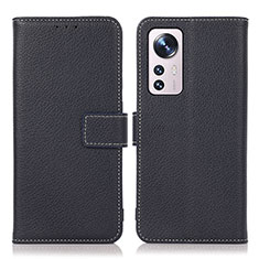 Custodia Portafoglio In Pelle Cover con Supporto K08Z per Xiaomi Mi 12 Pro 5G Blu Notte