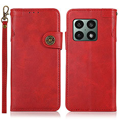Custodia Portafoglio In Pelle Cover con Supporto K09Z per OnePlus 10 Pro 5G Rosso