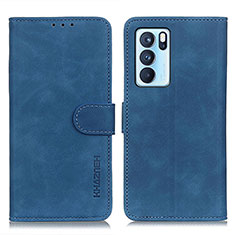 Custodia Portafoglio In Pelle Cover con Supporto K09Z per Oppo Reno6 Pro 5G India Blu