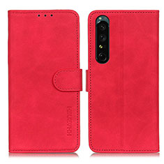 Custodia Portafoglio In Pelle Cover con Supporto K09Z per Sony Xperia 1 IV Rosso