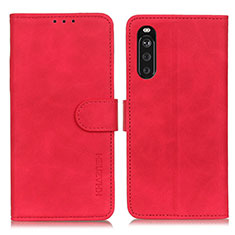 Custodia Portafoglio In Pelle Cover con Supporto K09Z per Sony Xperia 10 III Rosso