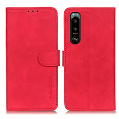 Custodia Portafoglio In Pelle Cover con Supporto K09Z per Sony Xperia 5 III Rosso