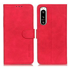 Custodia Portafoglio In Pelle Cover con Supporto K09Z per Sony Xperia 5 IV Rosso