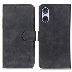 Custodia Portafoglio In Pelle Cover con Supporto K09Z per Sony Xperia 5 V Nero