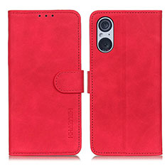 Custodia Portafoglio In Pelle Cover con Supporto K09Z per Sony Xperia 5 V Rosso