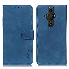 Custodia Portafoglio In Pelle Cover con Supporto K09Z per Sony Xperia PRO-I Blu