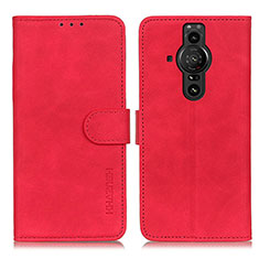 Custodia Portafoglio In Pelle Cover con Supporto K09Z per Sony Xperia PRO-I Rosso