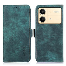 Custodia Portafoglio In Pelle Cover con Supporto K09Z per Xiaomi Redmi Note 13R Pro 5G Verde