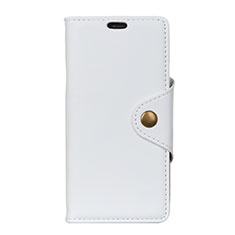 Custodia Portafoglio In Pelle Cover con Supporto L01 per Alcatel 1 Bianco