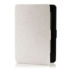 Custodia Portafoglio In Pelle Cover con Supporto L01 per Amazon Kindle 6 inch Bianco