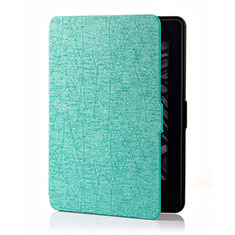 Custodia Portafoglio In Pelle Cover con Supporto L01 per Amazon Kindle 6 inch Ciano