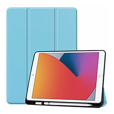 Custodia Portafoglio In Pelle Cover con Supporto L01 per Apple iPad 10.2 (2020) Cielo Blu