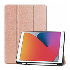 Custodia Portafoglio In Pelle Cover con Supporto L01 per Apple iPad 10.2 (2020) Oro Rosa