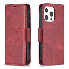 Custodia Portafoglio In Pelle Cover con Supporto L01 per Apple iPhone 14 Pro Rosso