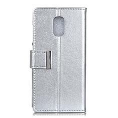 Custodia Portafoglio In Pelle Cover con Supporto L01 per Asus ZenFone V500KL Argento