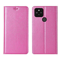 Custodia Portafoglio In Pelle Cover con Supporto L01 per Google Pixel 5 Rosa