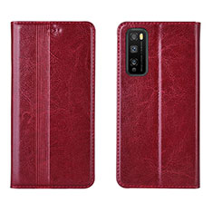 Custodia Portafoglio In Pelle Cover con Supporto L01 per Huawei Enjoy 20 Pro 5G Rosso