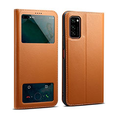 Custodia Portafoglio In Pelle Cover con Supporto L01 per Huawei Honor V30 Pro 5G Arancione