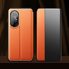 Custodia Portafoglio In Pelle Cover con Supporto L01 per Huawei Nova 8 Pro 5G Arancione