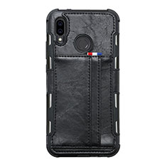 Custodia Portafoglio In Pelle Cover con Supporto L01 per Huawei P20 Lite Nero