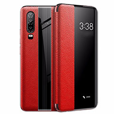 Custodia Portafoglio In Pelle Cover con Supporto L01 per Huawei P30 Rosso