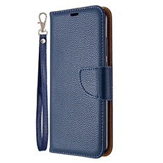 Custodia Portafoglio In Pelle Cover con Supporto L01 per Huawei Y7p Blu