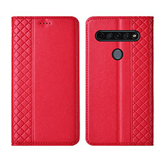 Custodia Portafoglio In Pelle Cover con Supporto L01 per LG K51S Rosso