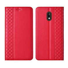 Custodia Portafoglio In Pelle Cover con Supporto L01 per Nokia 1.3 Rosso