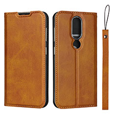 Custodia Portafoglio In Pelle Cover con Supporto L01 per Nokia 4.2 Arancione