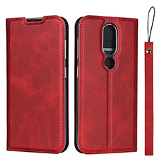 Custodia Portafoglio In Pelle Cover con Supporto L01 per Nokia 4.2 Rosso