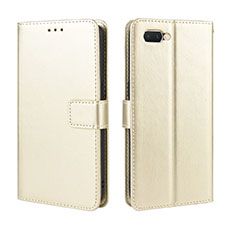 Custodia Portafoglio In Pelle Cover con Supporto L01 per Oppo A12e Oro