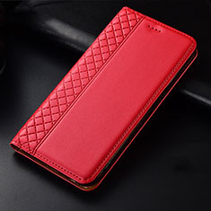 Custodia Portafoglio In Pelle Cover con Supporto L01 per Oppo Find X2 Rosso