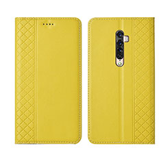 Custodia Portafoglio In Pelle Cover con Supporto L01 per Oppo Reno2 Giallo