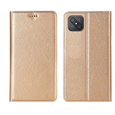 Custodia Portafoglio In Pelle Cover con Supporto L01 per Oppo Reno4 Z 5G Oro