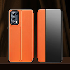 Custodia Portafoglio In Pelle Cover con Supporto L01 per Oppo Reno5 5G Arancione