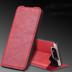 Custodia Portafoglio In Pelle Cover con Supporto L01 per Samsung Galaxy A80 Rosso