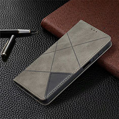 Custodia Portafoglio In Pelle Cover con Supporto L01 per Samsung Galaxy F12 Grigio