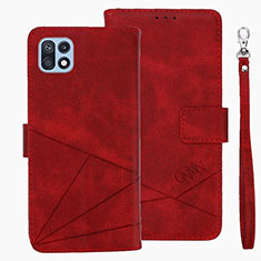 Custodia Portafoglio In Pelle Cover con Supporto L01 per Samsung Galaxy F42 5G Rosso