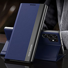 Custodia Portafoglio In Pelle Cover con Supporto L01 per Samsung Galaxy S24 Ultra 5G Blu