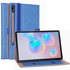 Custodia Portafoglio In Pelle Cover con Supporto L01 per Samsung Galaxy Tab S6 10.5 SM-T860 Cielo Blu