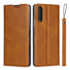 Custodia Portafoglio In Pelle Cover con Supporto L01 per Sony Xperia 10 II Arancione