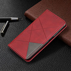 Custodia Portafoglio In Pelle Cover con Supporto L01 per Vivo X50 5G Rosso